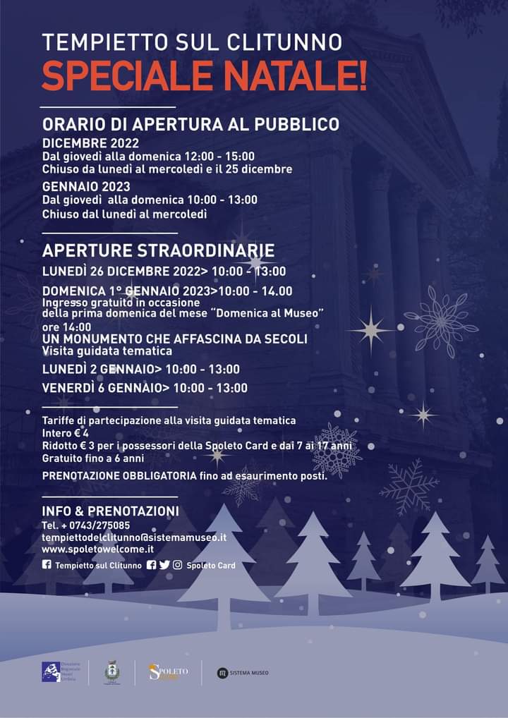 #ilTempiettoinvita invita

<a href="/DirMuseiUmbria/">Direzione Regionale Musei Umbria</a>
<a href="/MiC_Italia/">Ministero della Cultura</a> <a href="/SpoletoCard/">Spoleto Card</a> 

📍Inizia l'anno con noi

Il prossimo 1 gennaio #aperturastraordinaria dalle 10 alle 14 e visita guidata tematica per scoprire la storia di questo monumento che...affascina da secoli ... e per saperne di più 👆🏻