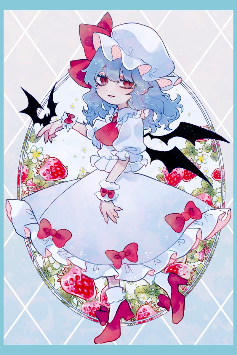 remilia scarlet 1girl solo hat mob cap ascot wings puffy sleeves  illustration images