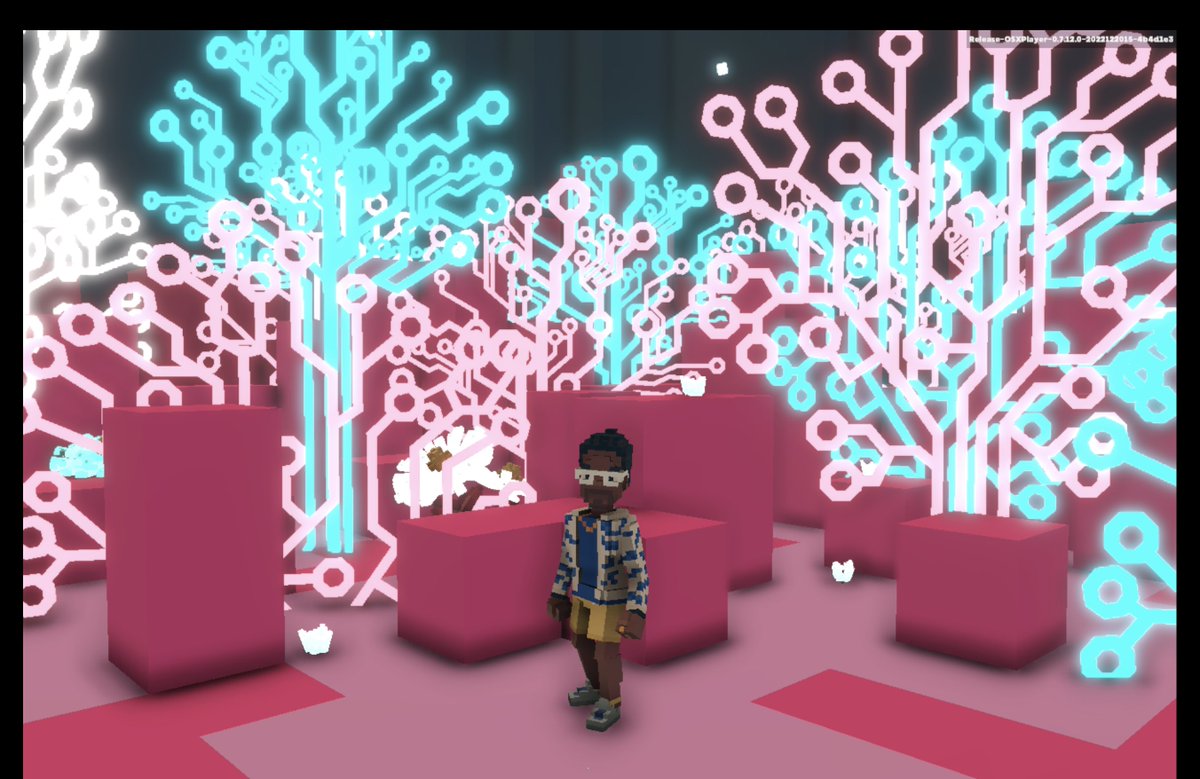 RumChana's tweet photo. @TheSandboxGame I found  the circuit board trees! 🤖🎄 I participated in the #SeasonsGreetingsTSB challenge for a chance to win an NFT! https://t.co/ienMaImqZM