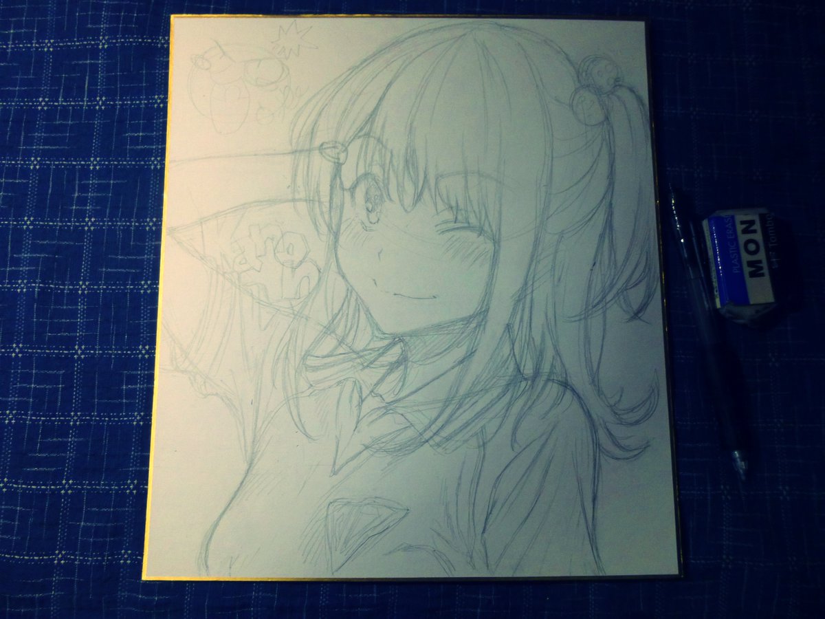 色紙2枚目は華音嬢。空は来年のティアにでも描きましょうね。 