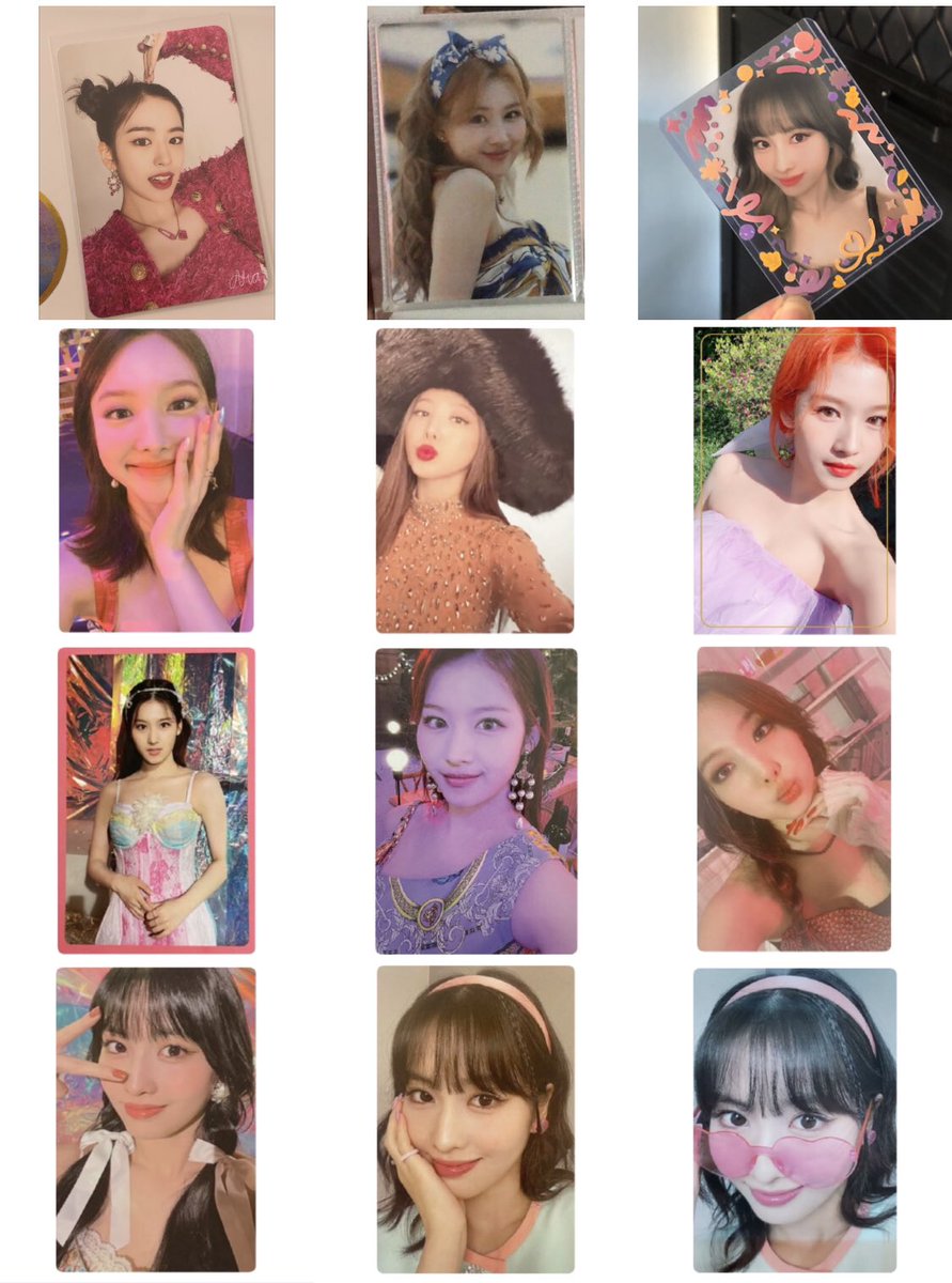 hirazakicartz's tweet photo. ic interest check ! HELP RT
Sana, nayeon, momo pcs + yujin pc

— strictly selling as set
— dm or reply if inch
— not for sensitive buyers ! (especially sana thin border since may mark siya pero only visible sa light)
— set ranges around 1.7k (will finalize prices pa if may inch) https://t.co/2Mq0f2ywDm