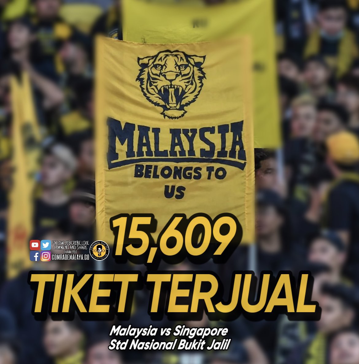 comrademalaya's tweet photo. Ayuhhh Malaysiaku!! Kasi Penuhh kan Stadium Kita !! Perlawanan Penting Untuk Harimau Malaya Meneneruskan Perjuangan Ke Pusingan Seterusnya.. #DemiMalaysia 🔥🇲🇾 https://t.co/krrtNQtejg