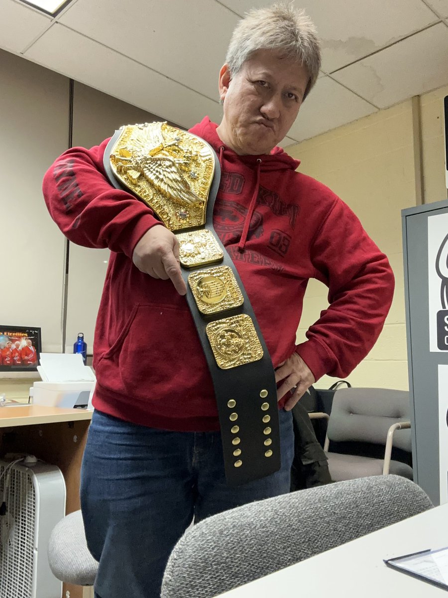 Me, with the WWWF World Championship title! If you want it, you’ll have to beat me pinfall or submission at Madison Square Garden! 😆<a href="/BustedOpenRadio/">SiriusXM Busted Open</a> <a href="/davidlagreca1/">Dave LaGreca</a>