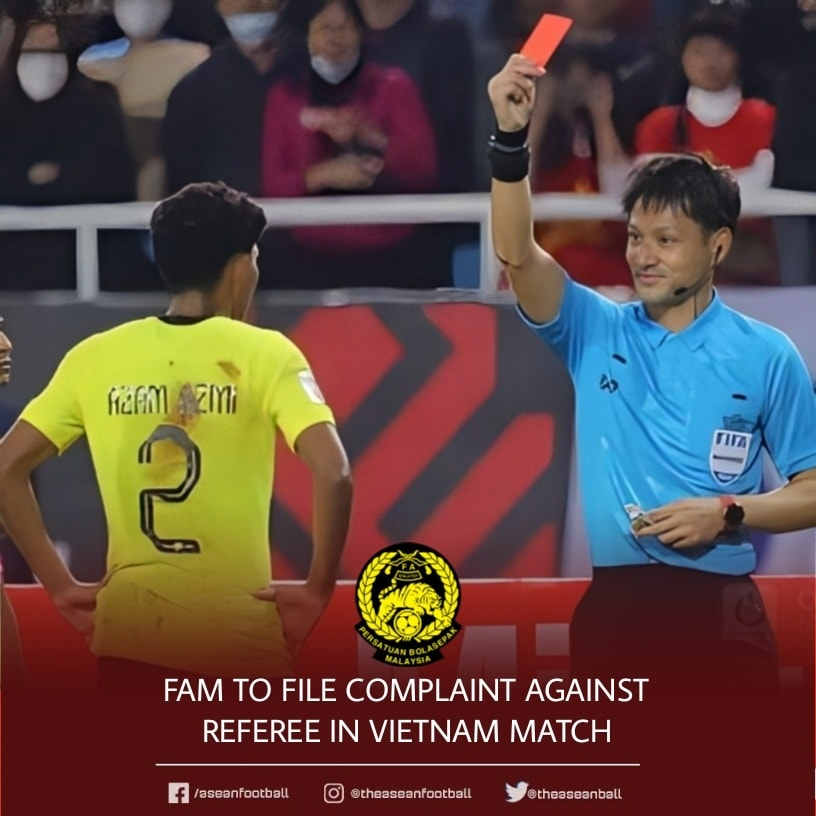 theaseanball's tweet photo. 🇲🇾  Malaysia has filed a complaint with the AFF about the decisions of Japanese referee Ryuji Sato in the 0-3 loss to Vietnam on December 27.

#AFF #FAM #VIEvMAS https://t.co/jH6PCA55Le