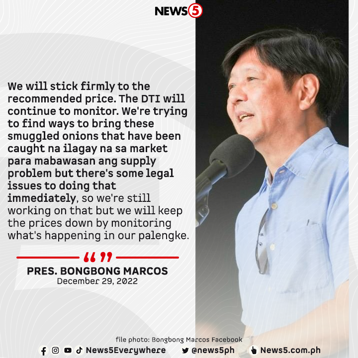 Narito ang pahayag ni Pres. Bongbong Marcos tungkol sa pagtaas ng presyo ng sibuyas sa mga pamilihan.