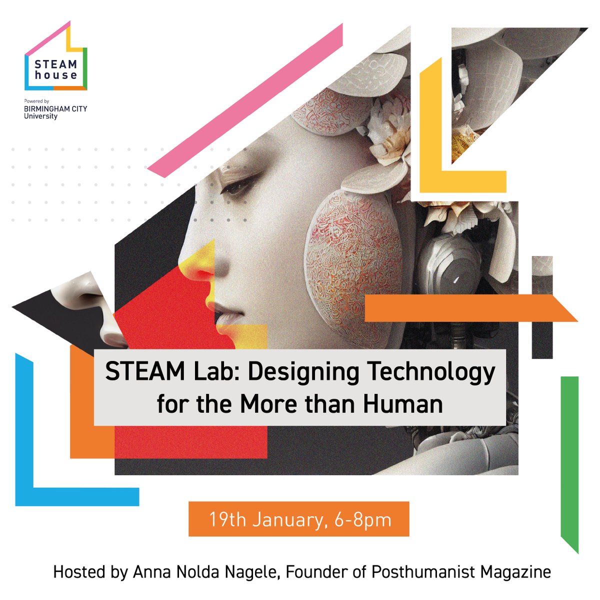 Our rescheduled STEAM Lab featuring <a href="/AnnaNolda/">Anna Nolda Nagele</a>, author of <a href="/ThePosthuman1st/">The Posthumanist</a>, is almost here! 

We're so excited to see what happens and how we will explore more-than-human ideas! 

Make sure you're there by getting your ticket here: ow.ly/icby50M98JU