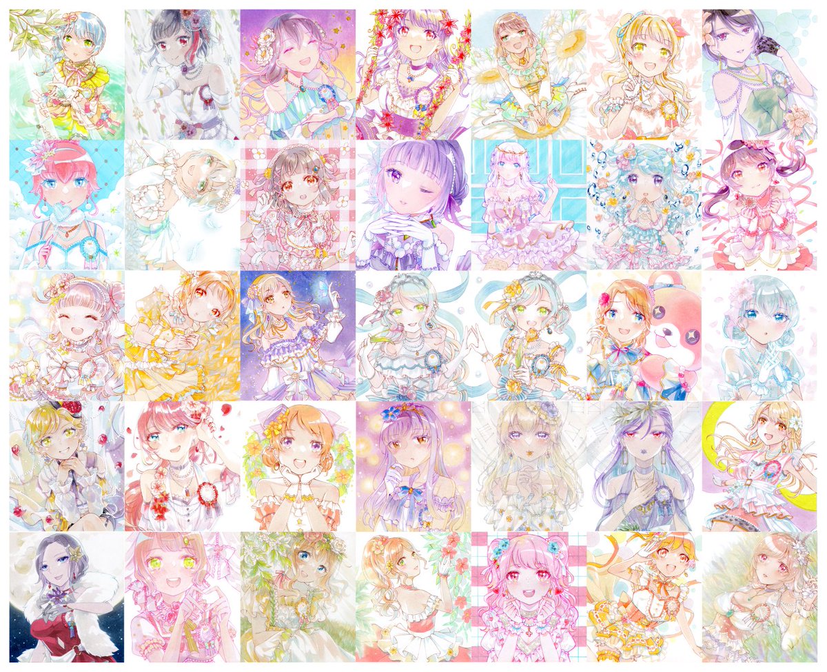 #2022年を振り返る
バンドリのメンバー35人分の色紙描ききったので大満足です〜!!
#bandoriart #コピック 