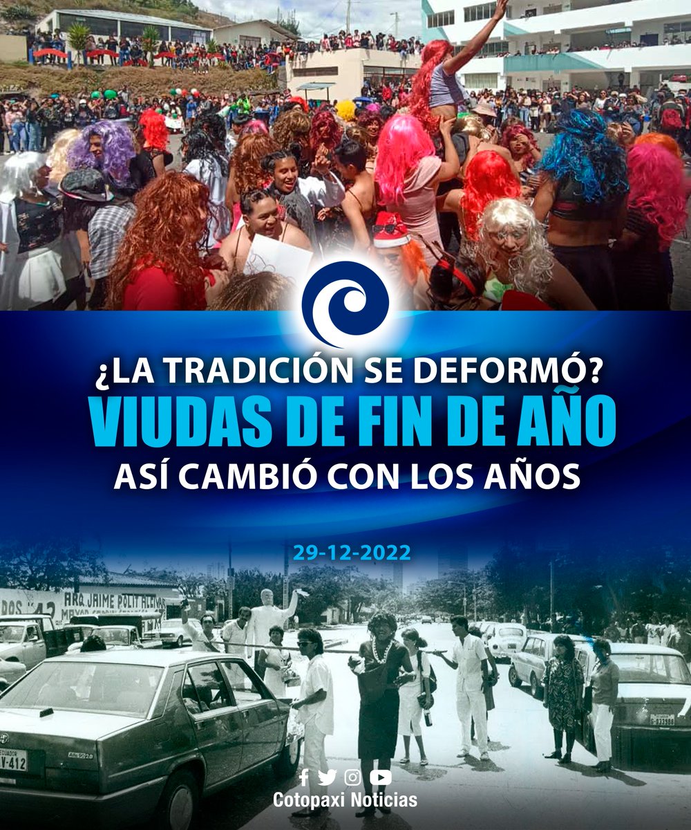 #FinDeAño | La tradición de viudas de fin de año, tiene más de un siglo de existencia. De ser la representación de una mujer recatada que, hacia reír con su llanto forzado, por la muerte de su ‘Año viejo’, trasmutó para convertiste en lo que hoy existe. 
cotopaxinoticias.com.ec/las-viudas-de-…