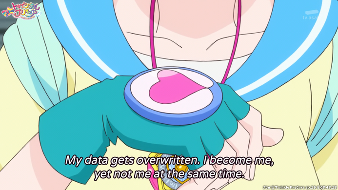 Star☆Twinkle PreCure ep.29 @ 05:45.25
"My data gets overwritten. I become me, yet not me at the same time."
#PreCure