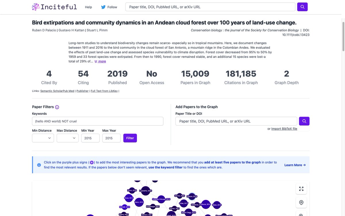 rdpalacio's tweet image. Two awesome tools to find relevant literature for your research:

@ConnectedPapers and  @Inciteful_xyz
 
They are both based on network analysis of citations between papers.