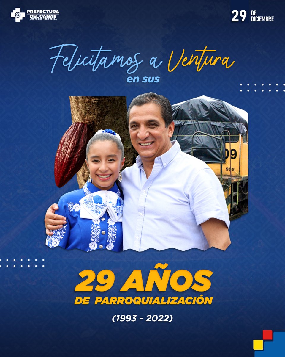¡Felicitamos a Ventura en sus 29 años de parroquialización! 🥳🎊

Tierra de clima primaveral, lugares paisajísticos, rica gastronomía; de gente amable y generosa. 

#JuntosSomosFuerza