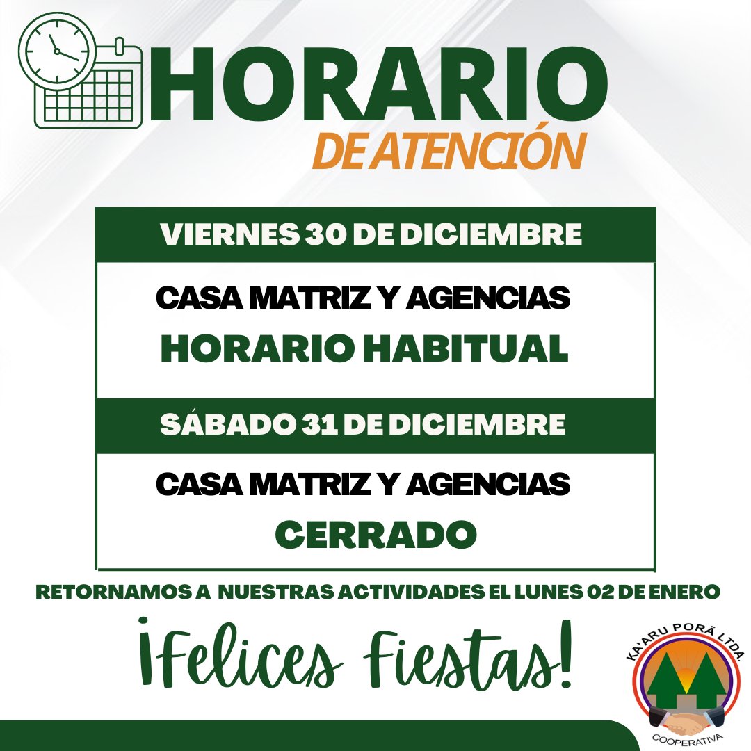 Horario de Atención 🕠‼️