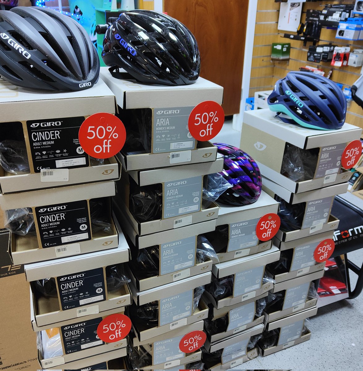 50% off our Giro helmets whilst stock lasts!!!! 
Sale now on !!! 
Please retweet and spread the word