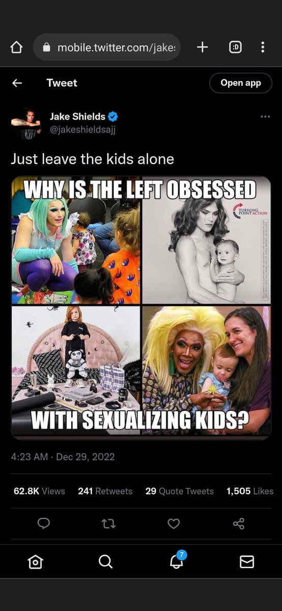 Except Drag is camp, which isn't remotely about sex...

Follow your own advice.

Leave the kids out of whatever hate you bring to the party.

The kids didn't ask you to speak for them.

When one puts all their time into their muscles, this is the stupid they bring.

#HeadTrauma