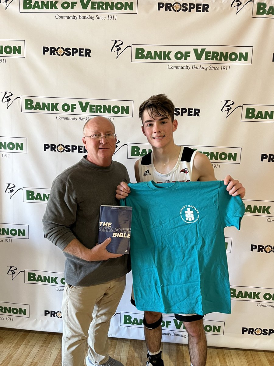 Our MVP of Game 1 Day 3 is brought to you by Bank of Vernon. 
Congratulations to Garrett Weathers of Columbus Christian Academy for being selected as the Impact MVP! 
Shout out to FCA and Greg Sykes for donating Bibles to each MVP!
 #impact #leaveamark #fca #chaseJesus