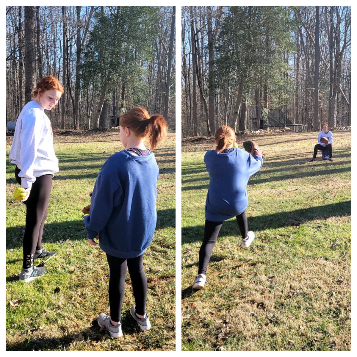 Just another day on break! Helping the lil sis work on her pitching! She’s gonna be a beast! #futureballer