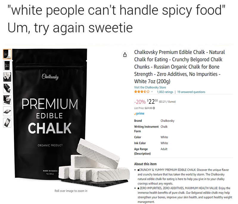 Chalkovsky Premium Edible Chalk - Natural Chalk for Eating - Crunchy  Belgorod Chalk Chunks - Russian Organic Chalk for Bone Strength - Zero  Additives