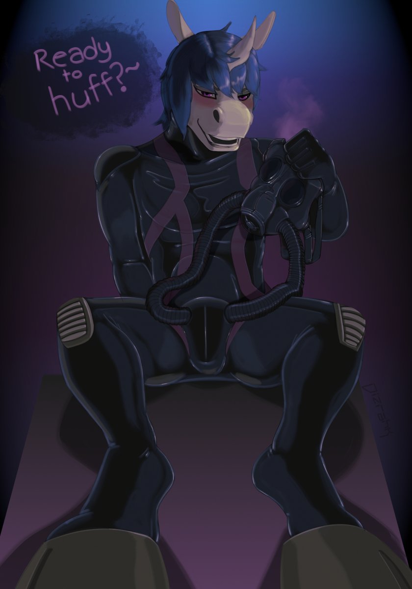 Commission reward for <a href="/Frostbrightart/">❄Frost Bright❄</a> - who's rubbered up, bulged up, and ready to musk-mask their pet for a while~!