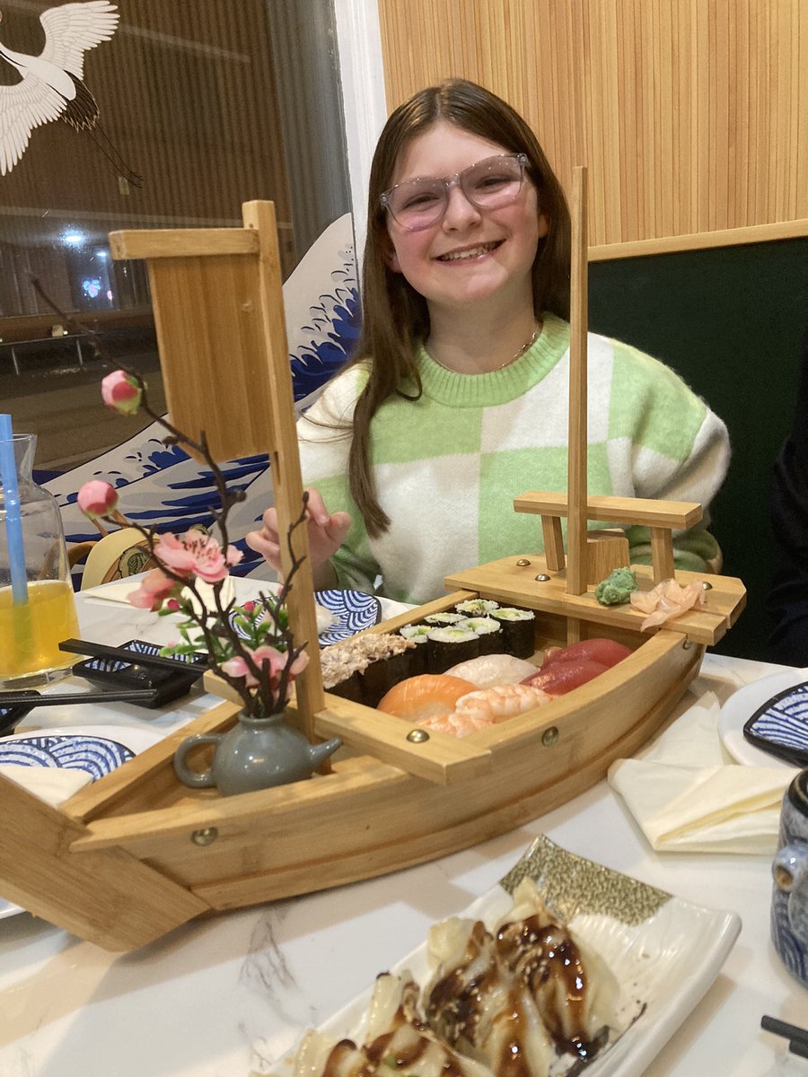 Celebrating Layla Bears 11th birthday with sushi and hoping for a <a href="/WBA/">West Bromwich Albion</a> win especially as she shared her birthday with Brandon Thomas-Asante!!!