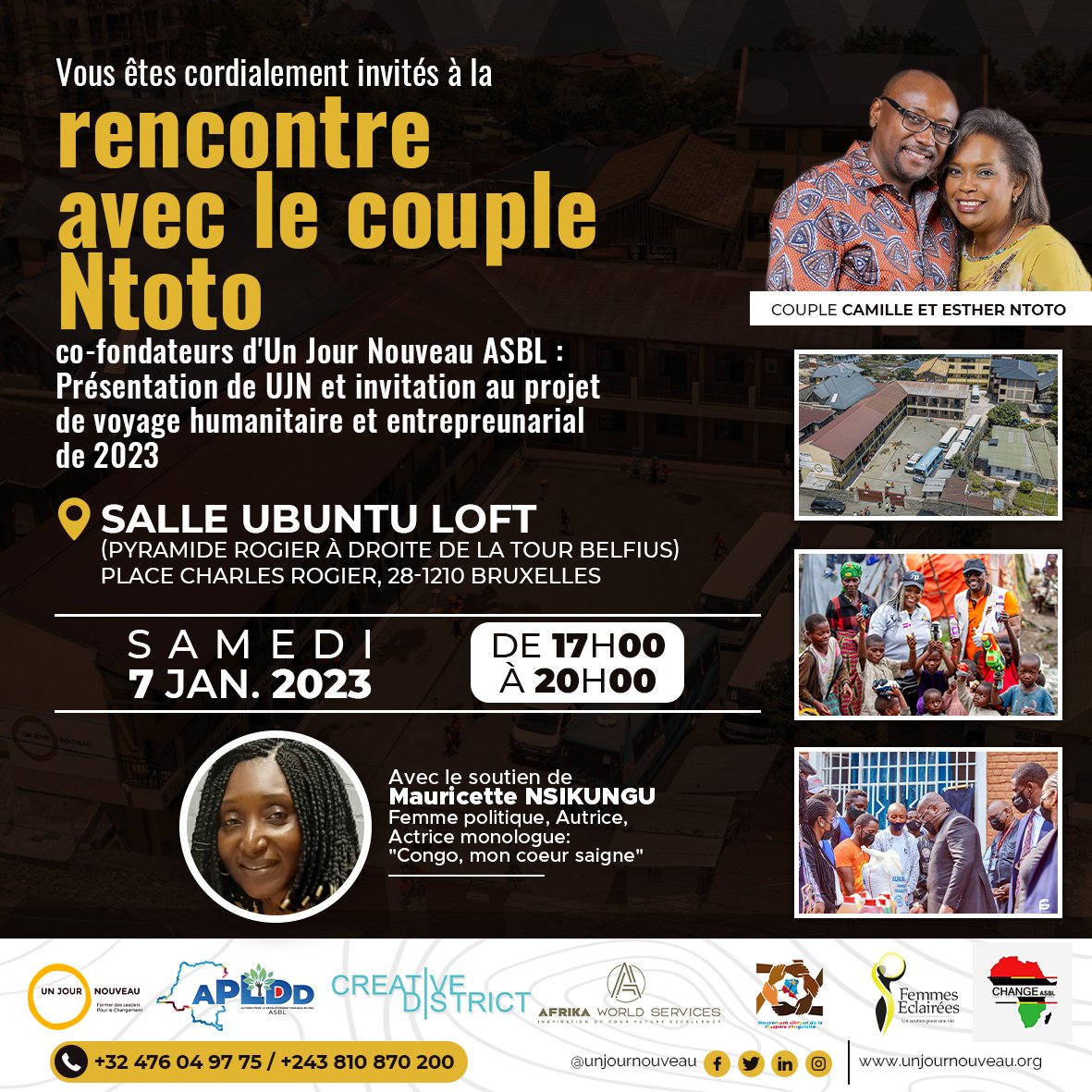 UJN_Asbl's tweet photo. Rendez-vous le 7 janvier 2023 à 17h !
#UnJourNouveau
#apldd
#creativedistrict
#AfrikaWorldSercices
#femmeseclairées
#changeasbl https://t.co/LJZvhXEt80