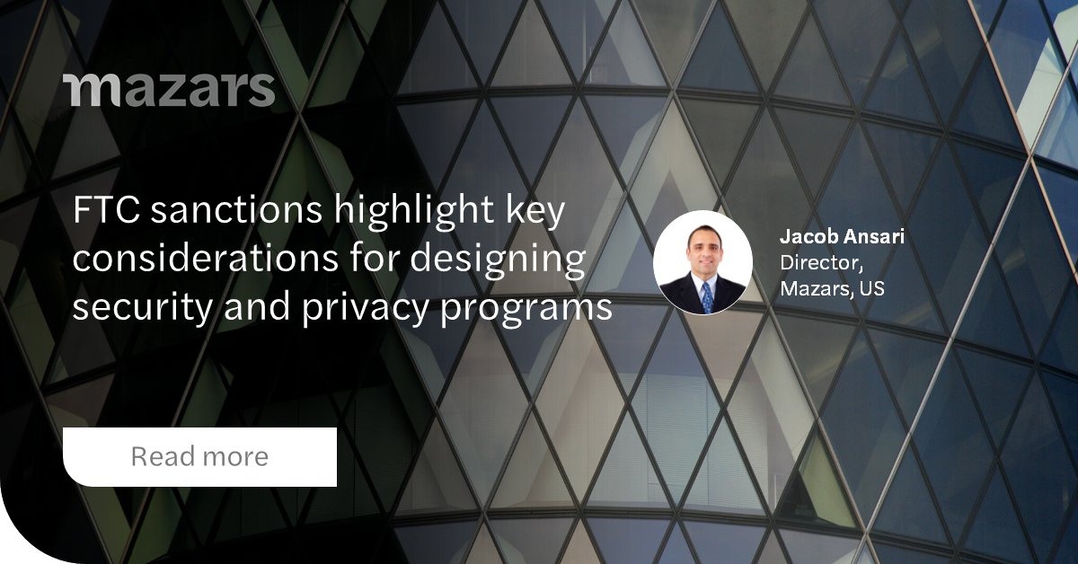 con_johnfrey's tweet photo. FTC sanctions highlight key considerations for designing security and privacy programs, explains Jacob Ansari for @TotalSecurityAv. Read more: https://t.co/tq3ttLwvIa https://t.co/I7LvZKXpa5