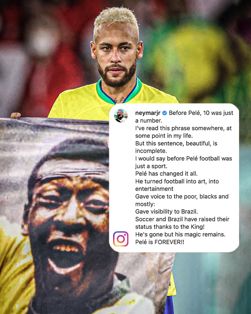 ESPNFC's tweet image. Without Pelé there may not have been a Neymar.

His legacy lives on in the players he inspired for decades.

The giant whose shoulders the modern greats stand on.