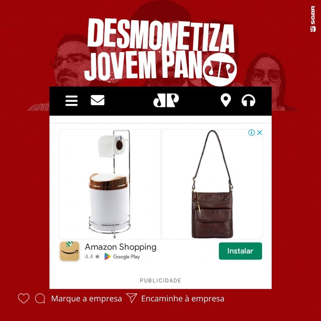 slpng_giants_pt's tweet photo. Olá @amazonbrasil, tudo bem? Vocês são campeões de entregas por todo o país, mas será que a retirada do anúncio de um site nocivo e golpista chega mais rápido que minhas compras? Pfv, #DesmonetizaJovemPan✊🏽

Marque a empresa para conscientiza-la👇🏽 https://t.co/yaii3PGmd4