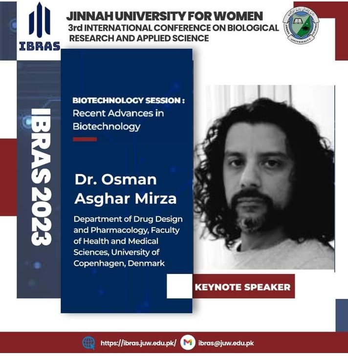 IBRAS2024's tweet photo. Jinnah University for Women is arranging the 3rd International Conference on Biological Research and Applied Science (IBRAS 2023) by the Faculty of Science

Meet our keynote speaker Dr. Osman Asghar Mirza 

Don’t forget to register yourselves!!

#JUW
#IBRAS
#IBRAS2023 https://t.co/P3nzsMBRBB