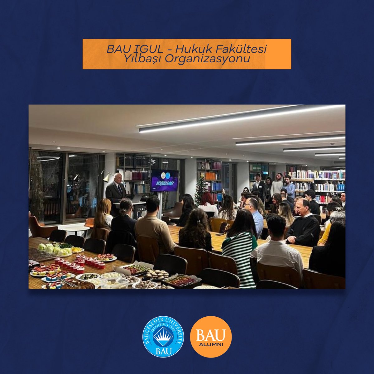 BAUAlumniCenter's tweet photo. BAU İGUL direktörlüğü tarafından düzenlenen Hukuk Fakültesi Yıl Sonu Etkinliğine Prof. Dr. Feridun Yenisey hocamız önderliğinde mezunlarımız,  öğrencilerimiz ve fakülte ��yelerimiz katılım sağladı 🧡 https://t.co/uD2v1OGKld