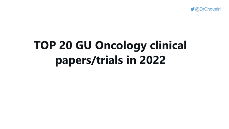 It is this time of the year again: TOP 10 GU Oncology clinical papers/trials in 2022: Some negative, some positive, but we learned from all! Feel free to add more & retweet & tag anyone involved This is not an exhaustive list! @OncoAlert @danafarber #OnwardFor2023