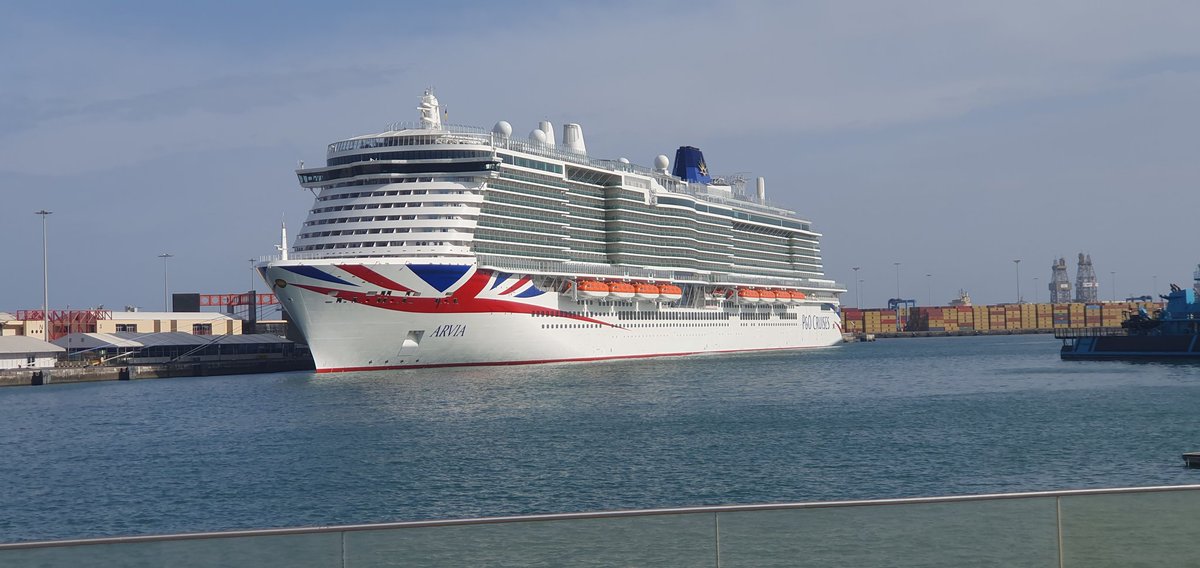 TabithasDad's tweet photo. Arvia looking majestic in the glorious Gran Canaria sun today!! @pandocruises https://t.co/fFWy4qU3Dr