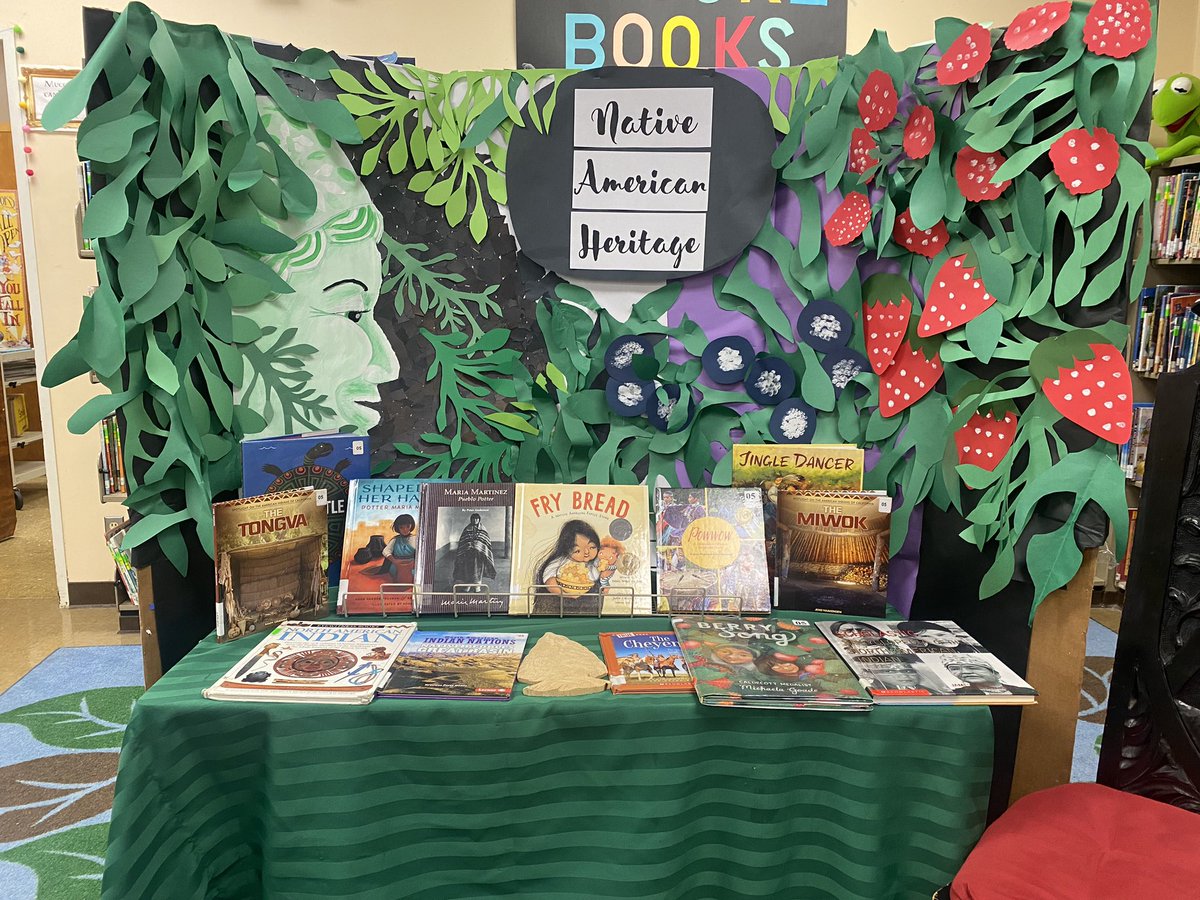 Librarygal05's tweet photo. @sljournal Beautiful books. My favorite this year was @MichaelaGoade #Berrysong It inspired one of my displays in the #schoollibrary #NativeAmericanHeritageMonth https://t.co/dM83ugey2q