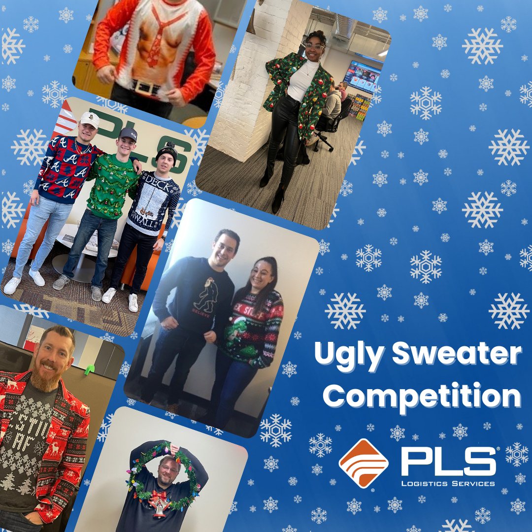 PLSLogistics's tweet photo. #ThrowbackThursday to when we had our Ugly Sweater competition this month. Who do you think had the ugliest sweater?

#uglysweater
#holidays
#logistics https://t.co/jpC3eZkbi8