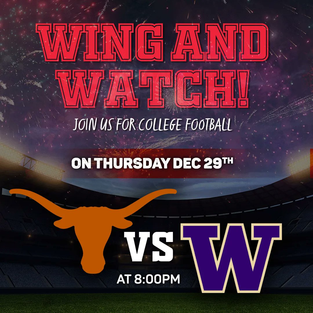 Watch Texas take on the Washington Huskies tonight at Big City Wings! 
Watch and Wing with 2 for 1 boneless wings all day! 

#bigcitywings #bonelesswings #houstonwings #houstonsportsbar