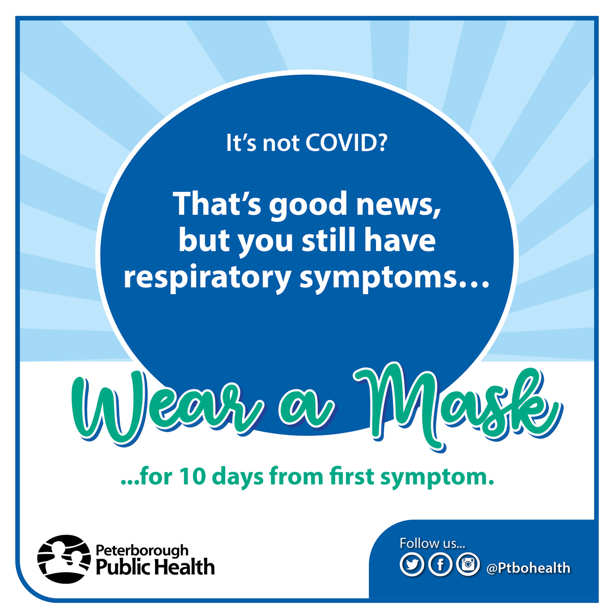 Please stay home if you are feeling unwell! If around others, remember to wear an N95 mask for at least 10 days from the first symptom. Complete a self-assessment at ontario.ca/self-assessmen…