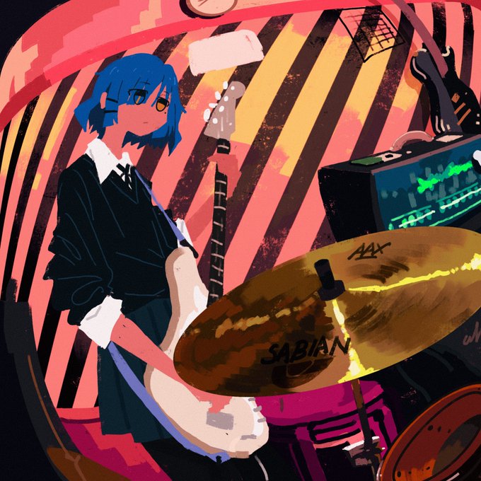 「bass guitar drum set」 illustration images(Latest)