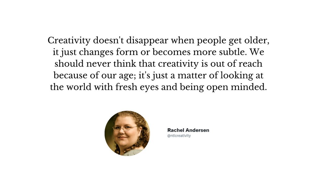 ntlcreativity's tweet photo. You know, it's funny how many people seem to think that their creativity disappears over time. The main difference between us and our younger selves is simply that we're not quite as new to the world. #creativitycoaching #mindsetshift https://t.co/3uFSnnhpFq