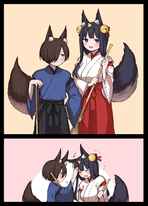 コン太郎(?)とコン奈さん(?)4
狐さん達も年末大掃除して仕事納めかな?あとはゆっくり過ごしてください 