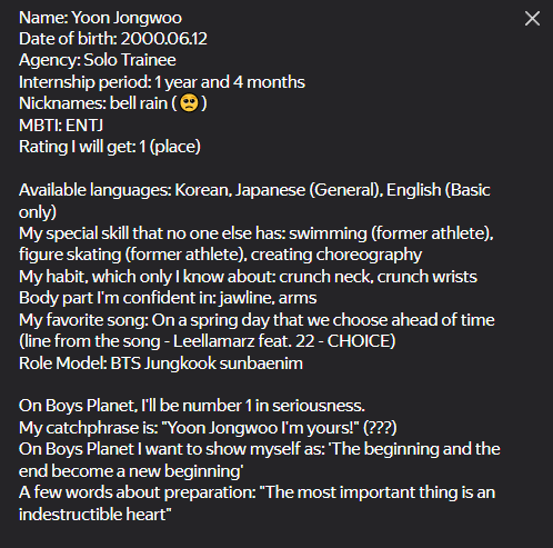 mandera_riri's tweet photo. Profile Jongwoo
(\translation may not be correct\
p.s. especially at the end)
#YOONJONGWOO #JONGWOO #ZE_U #BLACK_LEVEL https://t.co/7Kw8LDcPQc
