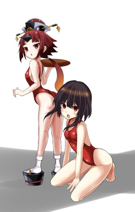 変な時間に起きてしまったので_(:3」z)_赤いハイレグキャンペーンのおまけ!でっち&amp;めぐみんのロリ並べいっ 