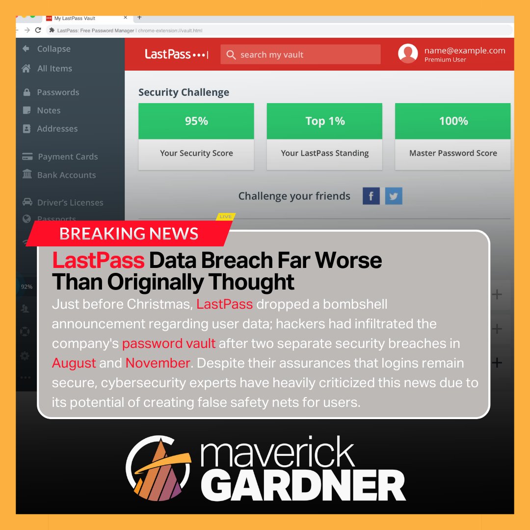 The "last" thing you want from a password manager! This data breach highlights the importance of how MSPs should choose the right partners.

If you are using the LastPass platform make sure to change your passwords immediately!