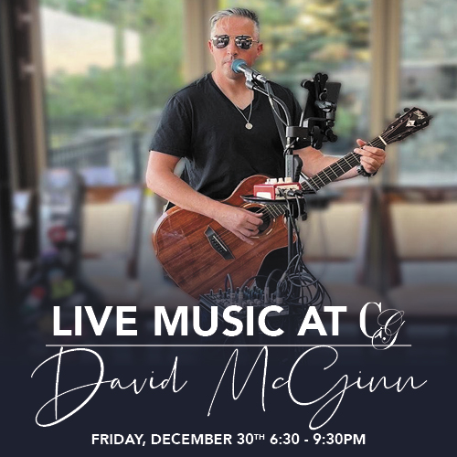 This Friday Night, December 30th, kick off your New Year's weekend with a live performance from David McGinn, 6:30- 9:30PM, at Chapel Grille's Cathedral Bar & Lounge. Make your reservations now! bddy.me/3vn0lSr