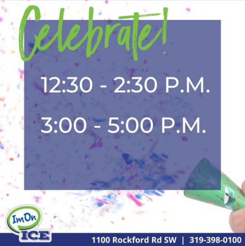 ImOnIceCR's tweet photo. Come celebrate New Year's Eve with us! Check out public skate times below! 

12:30 - 2:30 p.m. &amp; 3:00 - 5:00 p.m.

Be sure to visit https://t.co/EdfOIqdvBu to see all things ImOn Ice. https://t.co/DnDWNAkoii