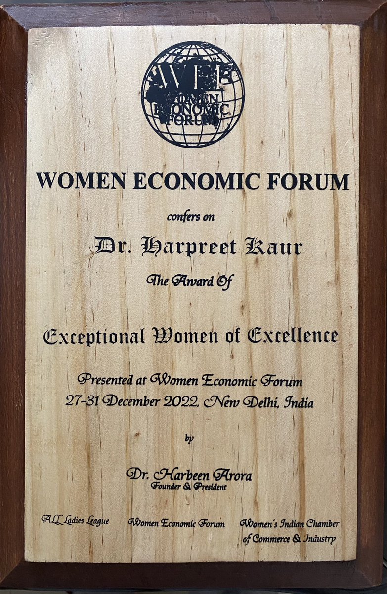 harpreetkaurnlu's tweet photo. Exceptional Women of Excellence award from Women Economic Forum https://t.co/GZ5sh1WsyP