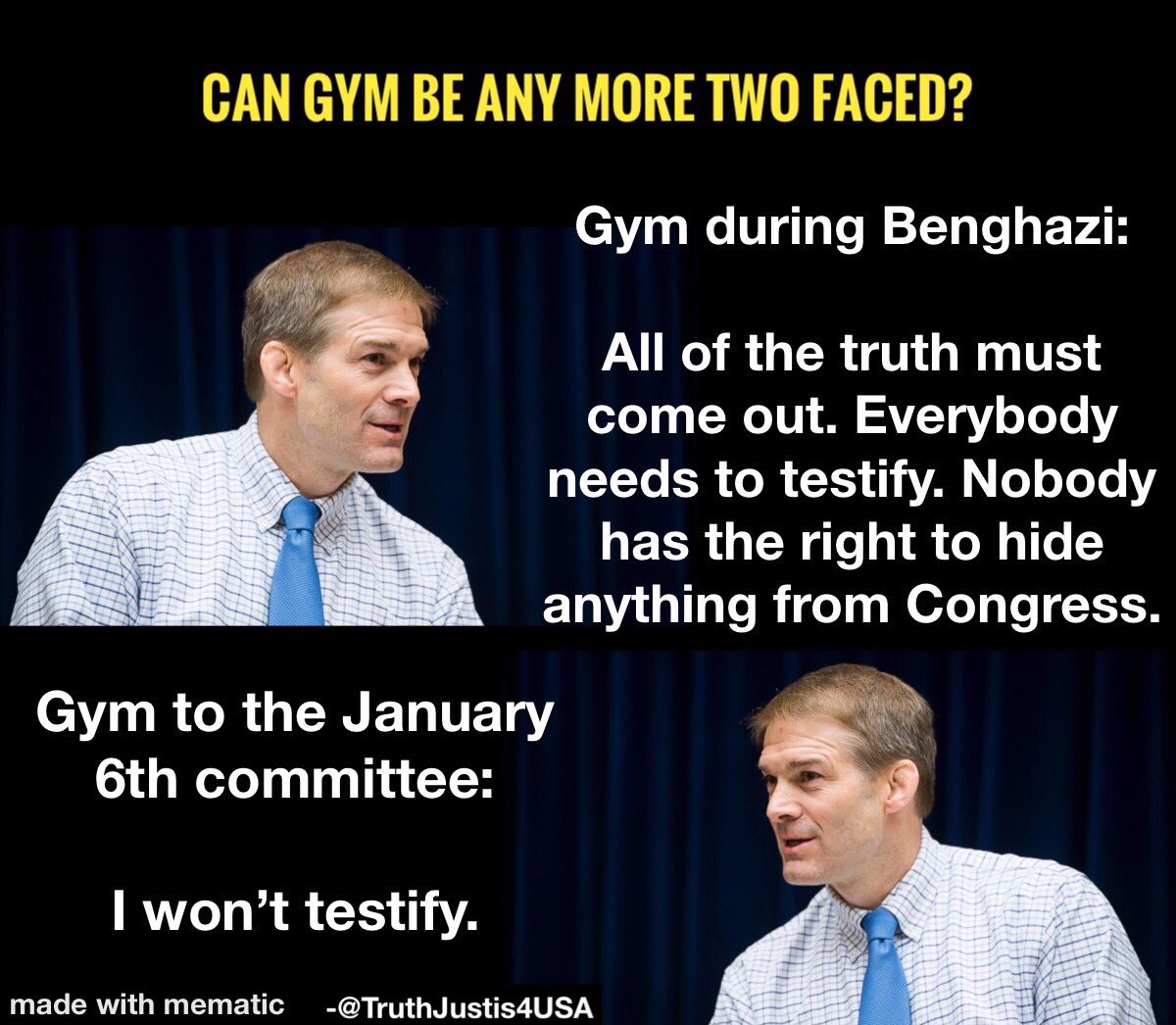@Jim_Jordan That’s a lie. Which from you is not unexpected. Either is the hypocrisy of you blocking congressional oversight from the @January6thCmte while lying about others blocking you from oversight. We don’t have to ask what you’re afraid of. We already know.