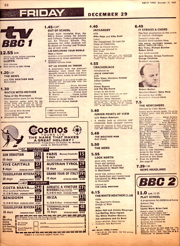 Graeme Wood on Twitter "TV📺29/12/67 BBC1 4.55Crackerjack 5.40Junior