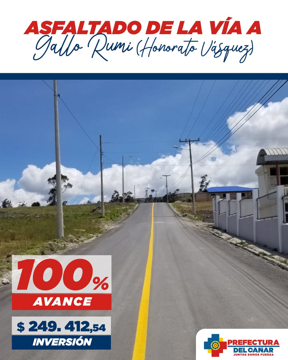 ¡Más asfalto para las comunidades! 🚜🚧

Concluimos el asfaltado de la vía a Gallo Rumi, en la parroquia Honorato Vásquez (Cañar), con una extensión de 1830 metros y una inversión de 249.412 dólares. 

#JuntosSomosFuerza