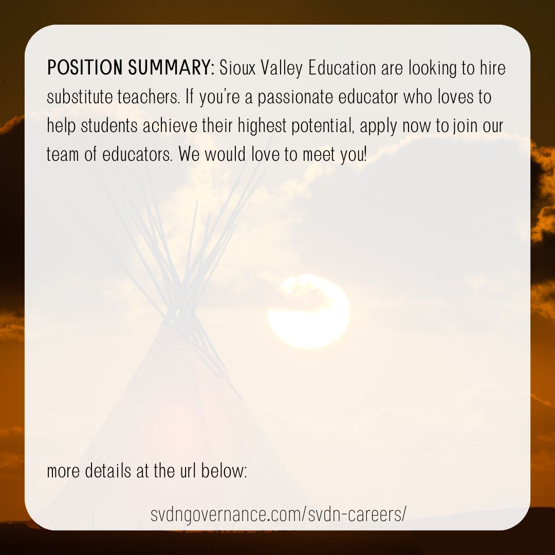 SVDN_Education_Sub_Teachers_2023.01.20_2022155
Deadline: January 20, 2023 4:00 pm

svdngovernance.com/svdn-careers/