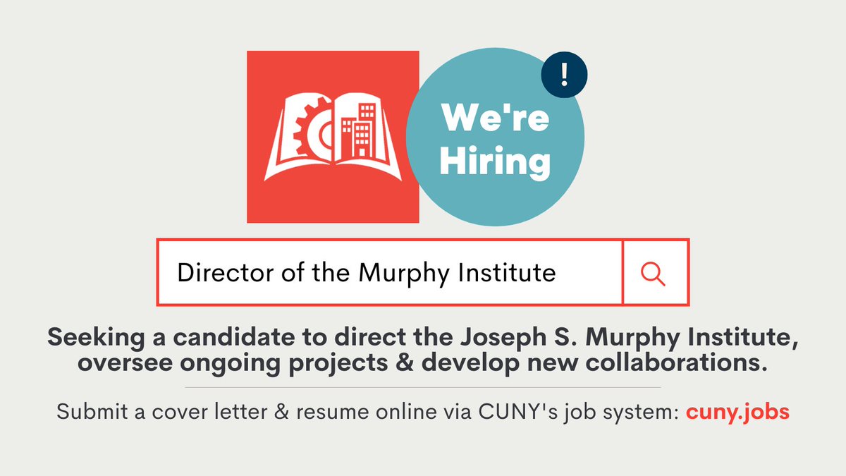 JOB: We're now accepting applications for the Director of Joseph S. Murphy Institute position at <a href="/CunySLU/">CUNY School of Labor and Urban Studies</a>! Learn more and apply via the cuny.jobs portal: bit.ly/3hW1CNn
