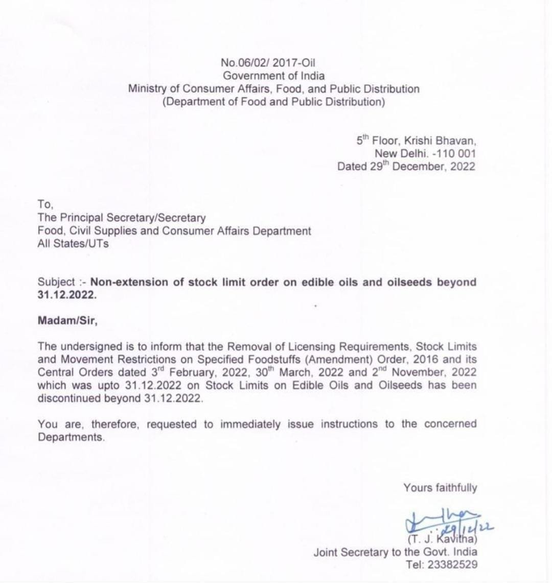 GOVERNMENT REMOVES STOCK LIMIT ON OIL AND OILSEED
#Soybean